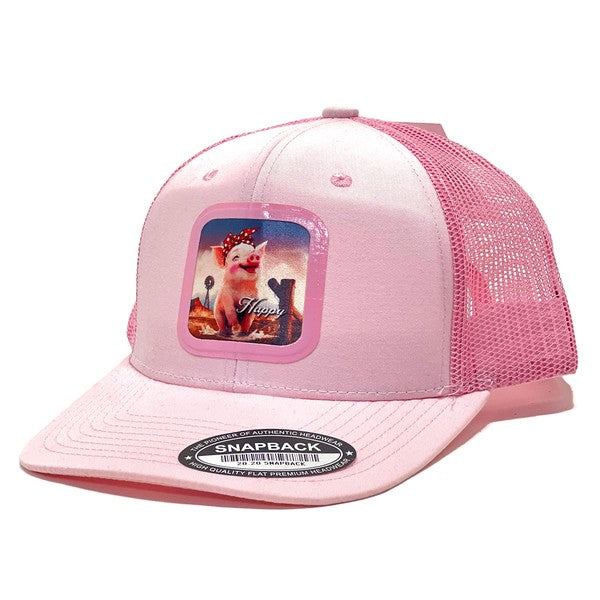 Happy - western pig sublimated print Trucker Caps