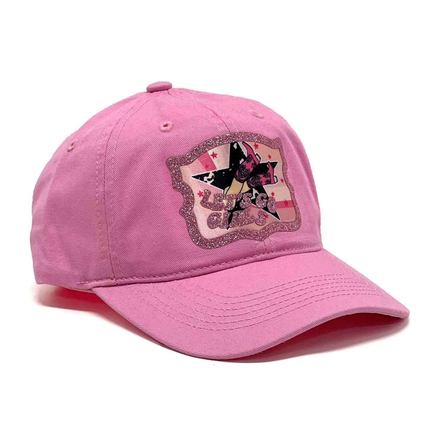 'Let's Go Girls' Western Style Baseball Hats for Cowgirls Fashion Stylish Modern Hat - Glitter Vinyl