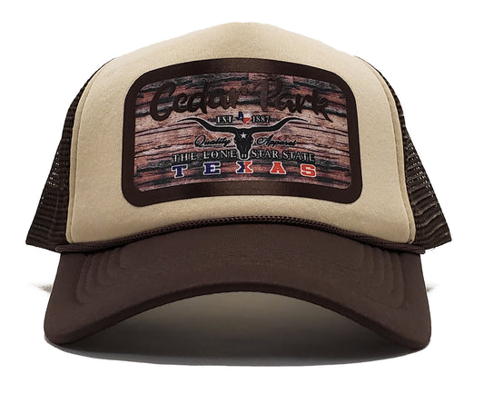 Community-Inspired 'Cedar Park Texas' Vinyl Patch Snapback Trucker Hat | Trendy Meshback Cap for Texas Pride & Casual Fashion