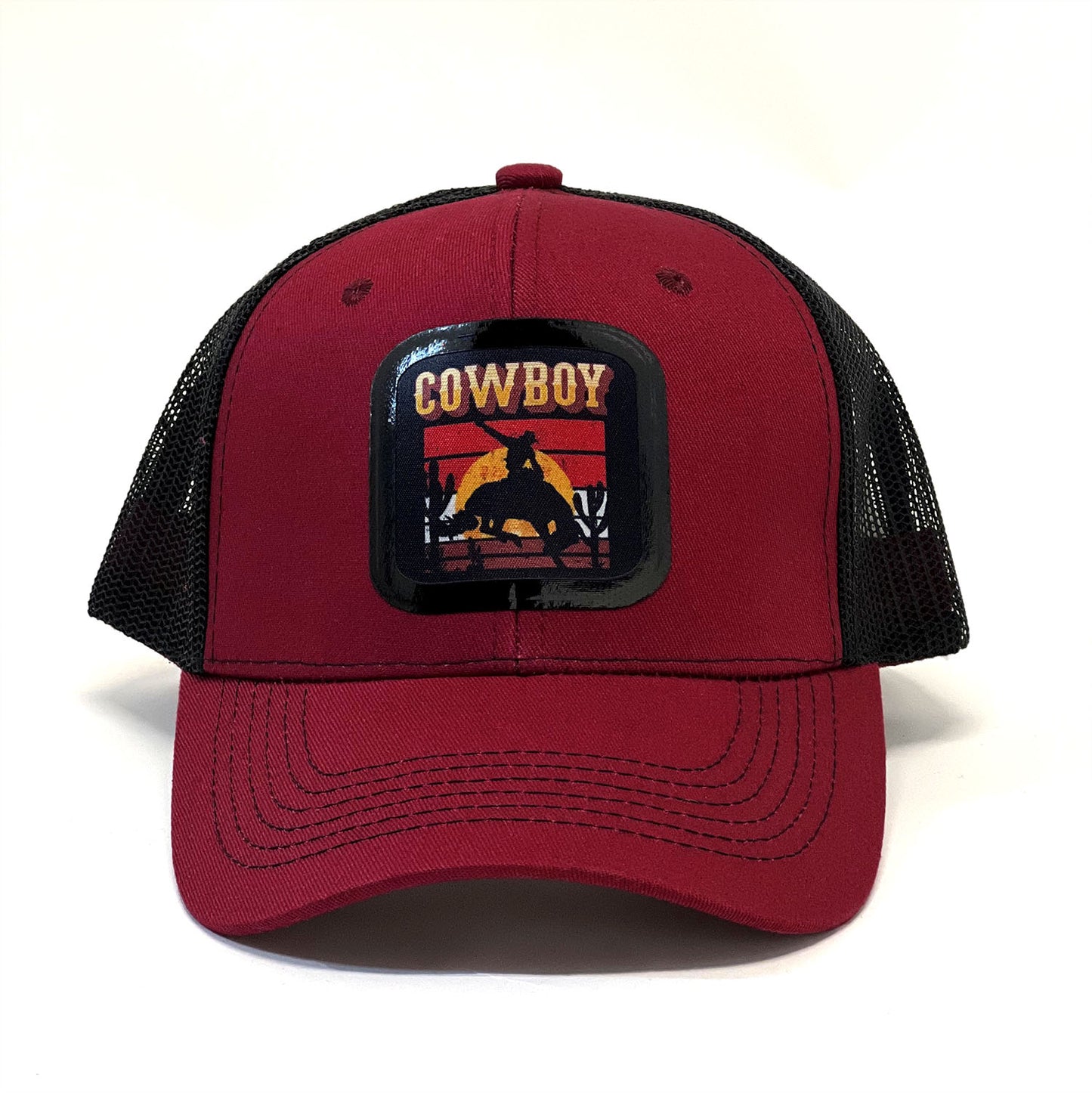 Unisex 'Cowboy' Riding Horse Sunset Premium Snapback Trucker Cap