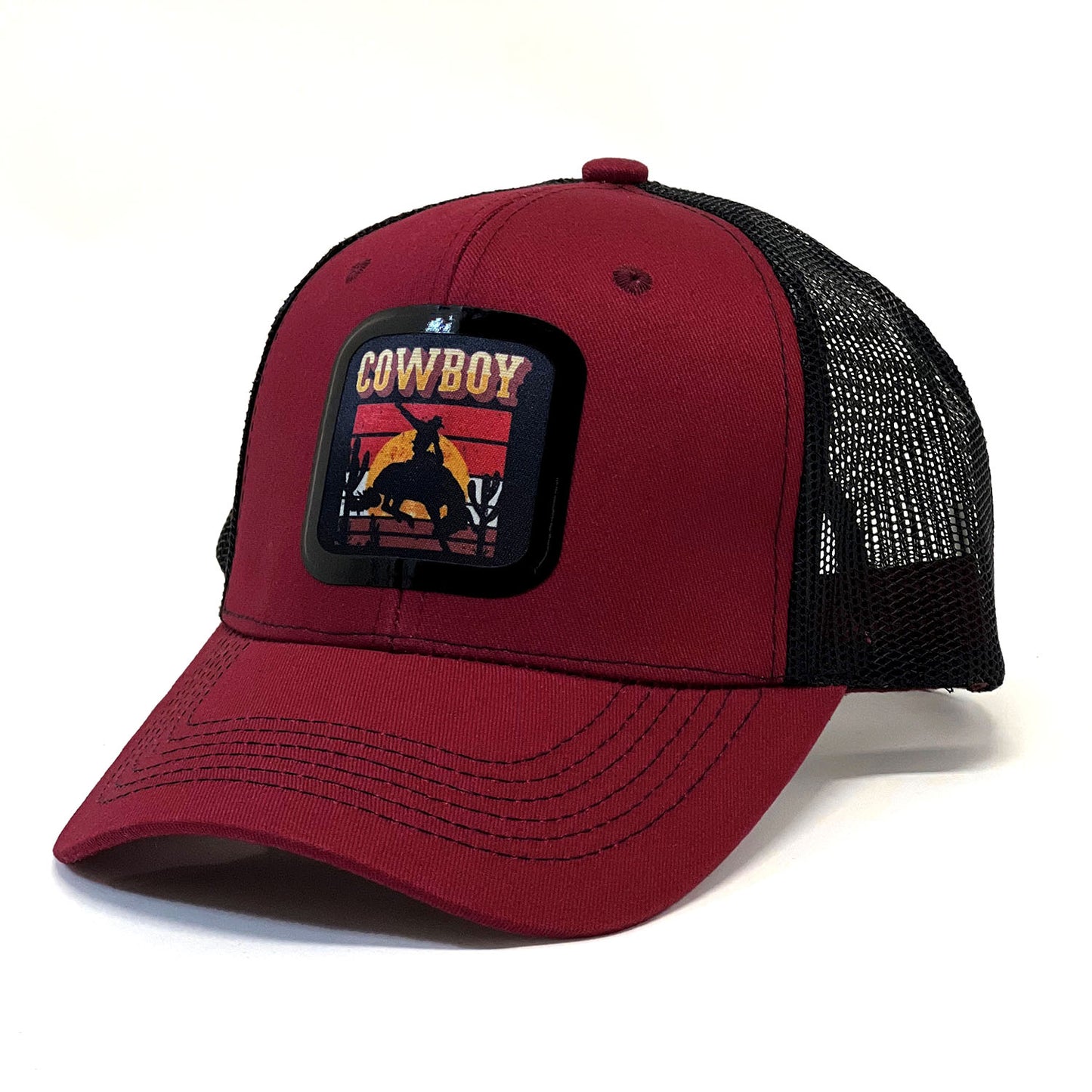 Unisex 'Cowboy' Riding Horse Sunset Premium Snapback Trucker Cap