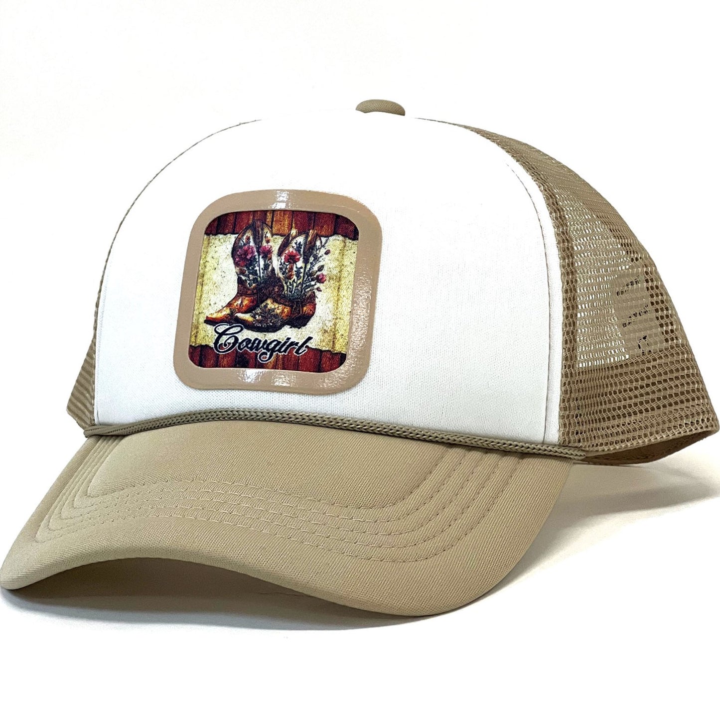 Shop Cowgirl Premium trendy Vintage Trucker & Baseball Hats with Unique Vinyl Patches-Sublimation