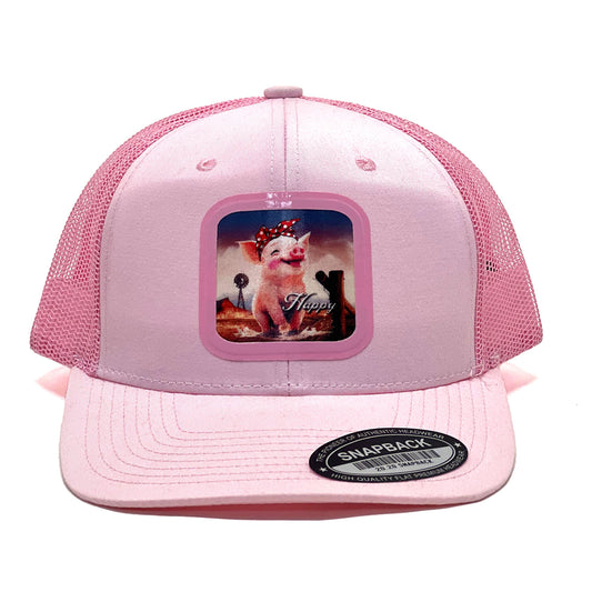 Happy - western pig sublimated print Trucker Caps