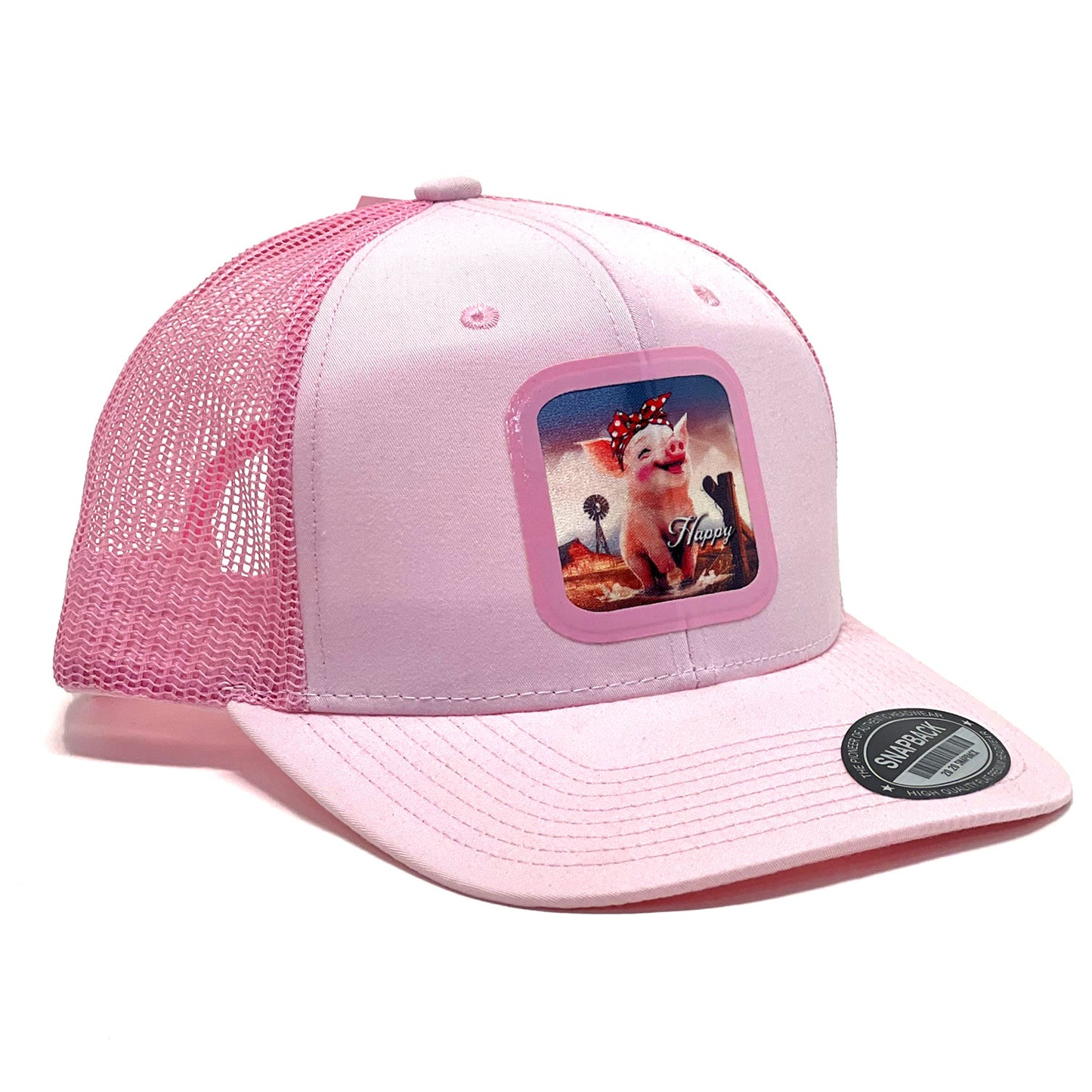 Happy - western pig sublimated print Trucker Caps