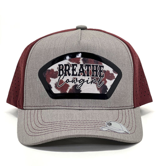 Country-Inspired 'Breathe Cowgirl' Premium Snapback Mesh Trucker Hat