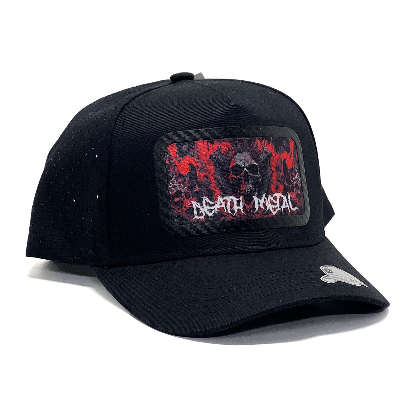 Fashionable 'Death Metal' Unisex Snapback Vinyl Patch Trucker Cap Breathable Trendy Baseball Hat