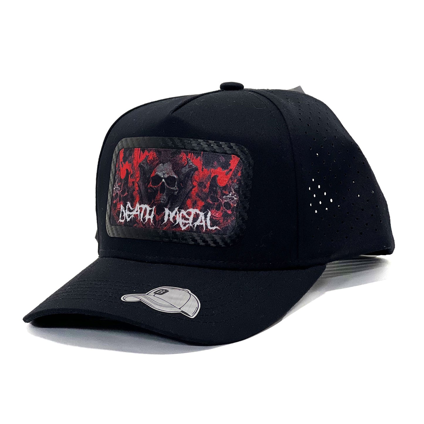 Fashionable 'Death Metal' Unisex Snapback Vinyl Patch Trucker Cap Breathable Trendy Baseball Hat