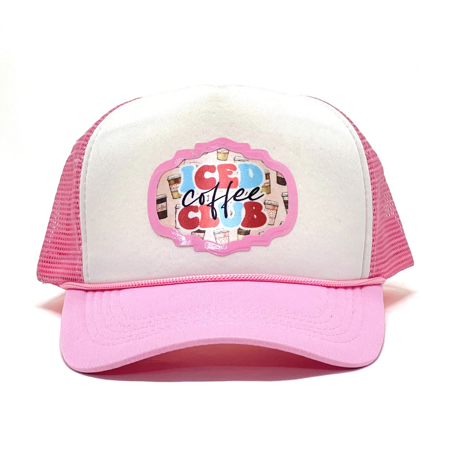 Iced Coffee Club - Premium Fitted Hats Trucker & Baseball Hats with Unique Vinyl Patches-Sublimation