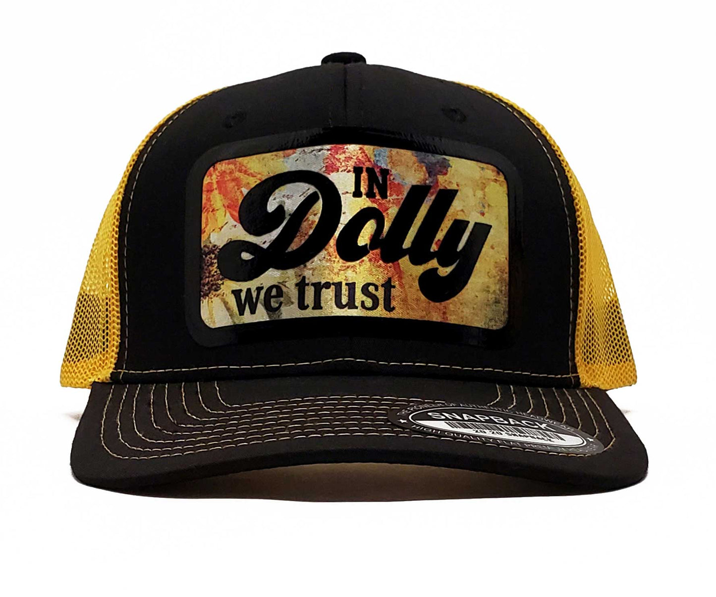 'In Dolly We Trust' Premium Vinyl Snapback Trucker & Unisex Baseball Cap, Iconic Music-Inspired