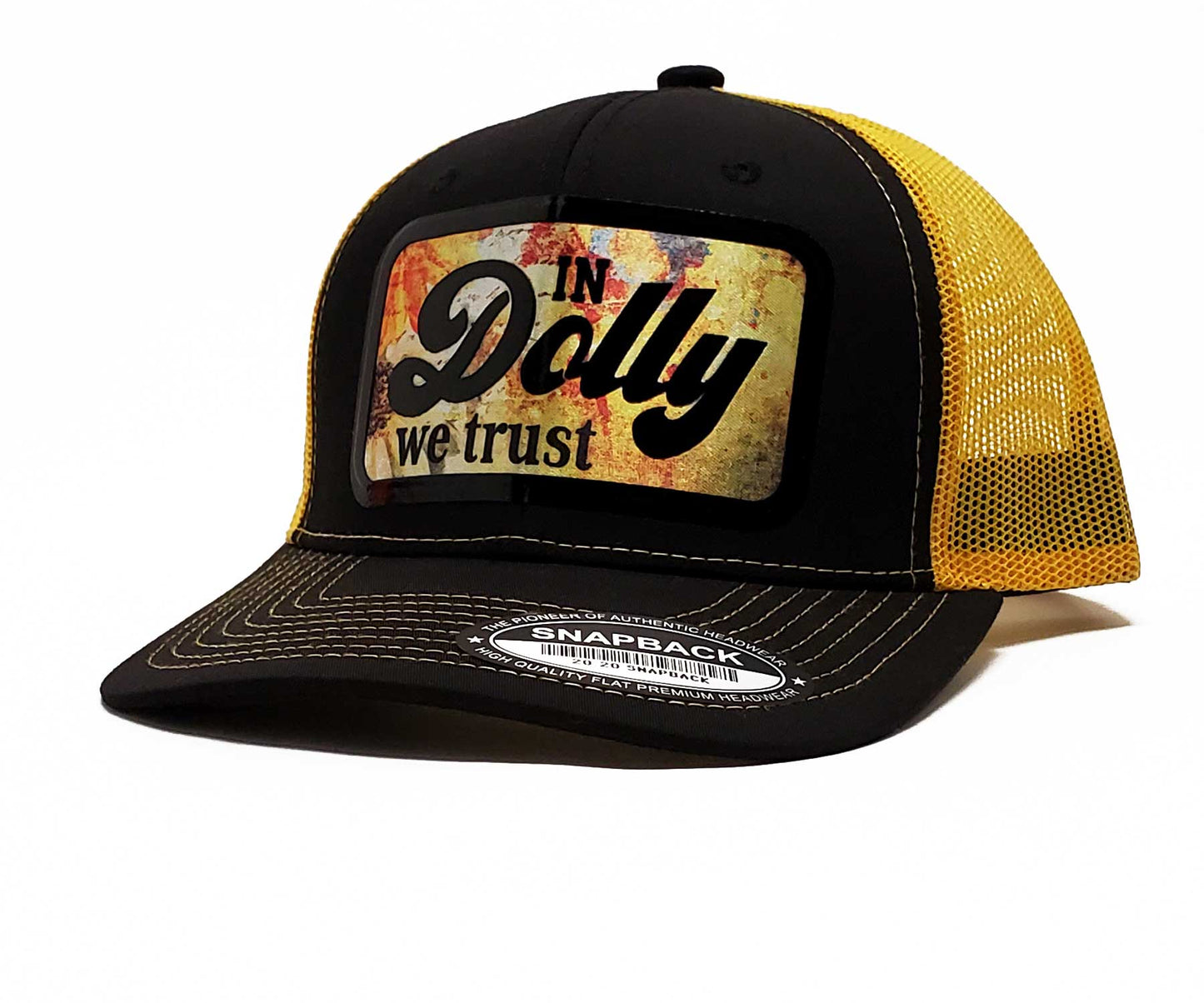 'In Dolly We Trust' Premium Vinyl Snapback Trucker & Unisex Baseball Cap, Iconic Music-Inspired