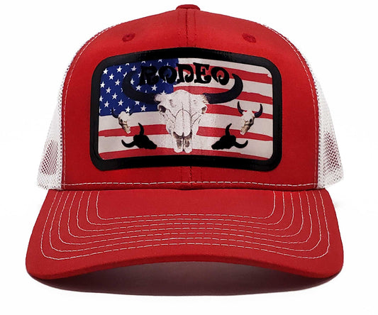 Rodeo American Flag Stylish Premium Fitted Trucker & Unisex Snapback Baseball Cap, Western-Inspired