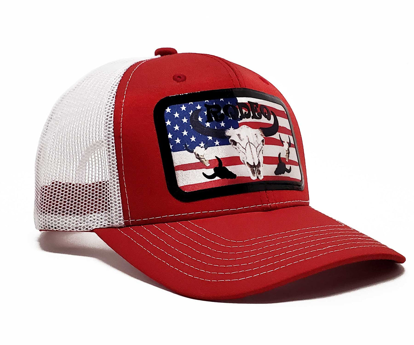 Rodeo American Flag Stylish Premium Fitted Trucker & Unisex Snapback Baseball Cap, Western-Inspired