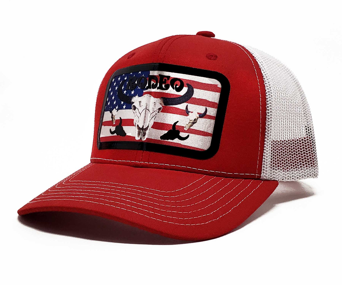 Rodeo American Flag Stylish Premium Fitted Trucker & Unisex Snapback Baseball Cap, Western-Inspired