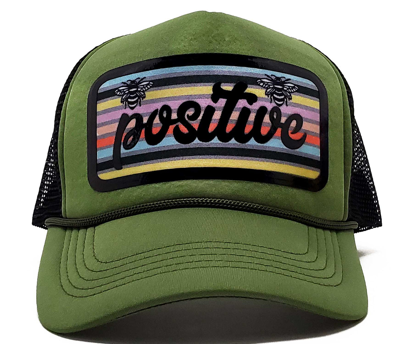 'Positive' Vinyl Patch Classic Snapback Trucker & Premium Baseball Hat, Positive Mindset & Trendy