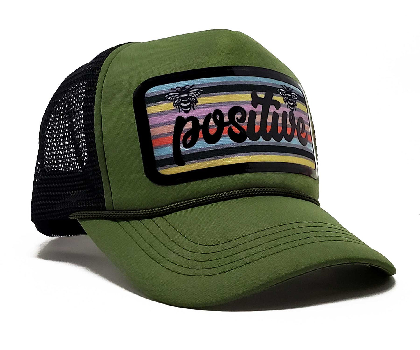 'Positive' Vinyl Patch Classic Snapback Trucker & Premium Baseball Hat, Positive Mindset & Trendy