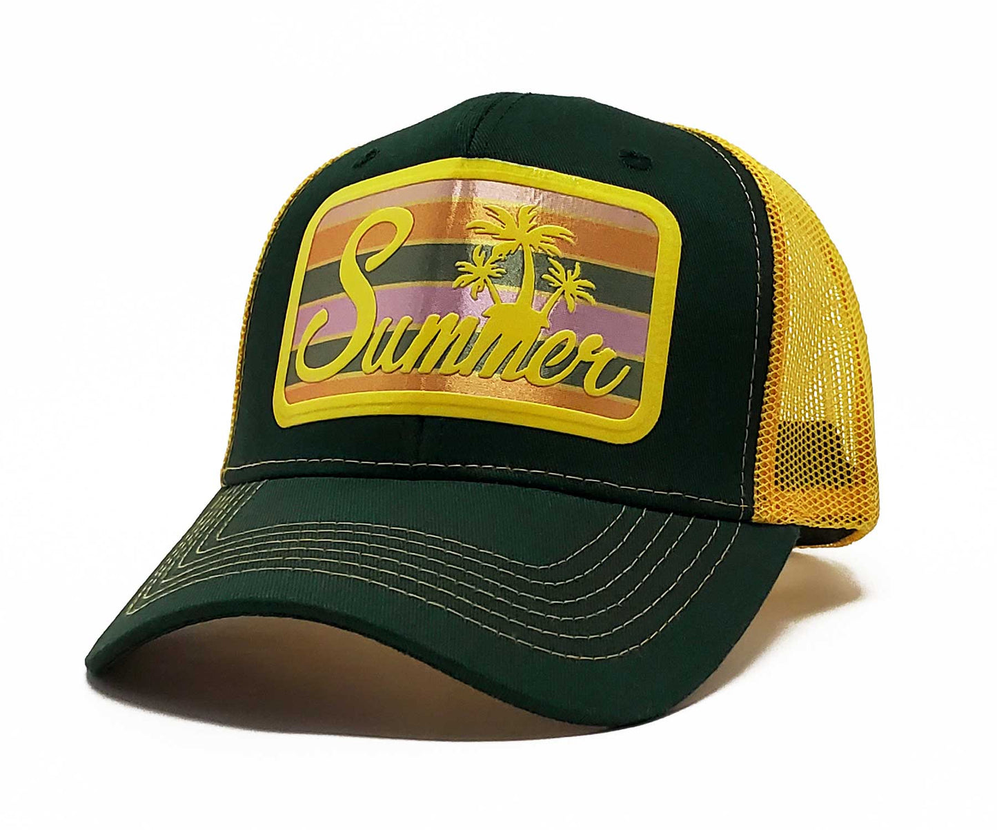 Summer Puff Print Patch Trucker Cap | Premium Baseball Hat with Trendy Design, Perfect for Warm Weather Outfits